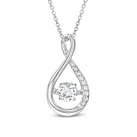 0.50 CT Round Created Dancing Diamond Infinity Pendant Necklace 14K White Gold Finish