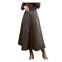 Women Leather Skirt Commuter Large Swing Long Umbrella Dress 80 Cm Maxi Skirts Big Size