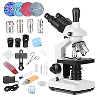 Compound trinocular Microscope, 40X-5000X Magnification, Research Grade trinocular Compound Laboratory Microscope, high Resolution Optics, Suitable for Laboratory, School, Clinical…
