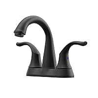 2-Handle Bathroom Sink Faucet 3 Hole, Matte Black Bathroom Faucet, Centerset Bathroom Faucet High Arc with Drain Assembly and Supply Hoses, 1.2 GPM