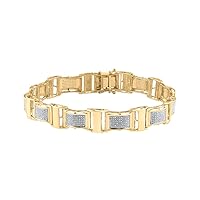 10K Yellow Gold Mens Diamond Link Bracelet 1-1/4 Ctw.