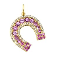 Beautiful Horseshoe Pink Sapphire Diamond 925 Sterling Silver Charm Pendant Jewelry
