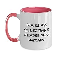 Sea Glass Collecting is Cheaper Than Therapy. Two Tone 11oz Mug, Sea Glass Collecting Cup, Beautiful Gifts For Sea Glass Collecting