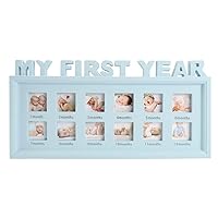 My First Year Frame Baby Picture Keepsake Frame for Photo Memories, Blue