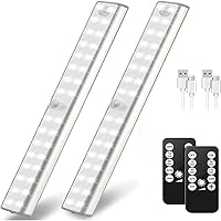 2PCS Magnetic Wardrobe Light Strip, 32 LED Wireless Rechargeable Light Strip, 220 Lumen Remote Control Light Strip with Timer and Dimmer, Large Battery Capacity Lighting Strip