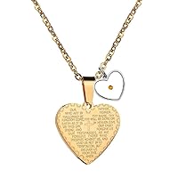 Uloveido Stainless Steel Bible Verse Cross Necklace Real Mustard Seed Heart Pendant Lords Prayer Necklace for Men Women Y936