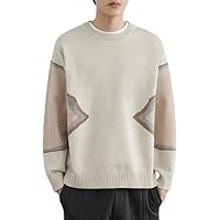 Autumn and Winter Trendy Tops Contrasting Color Crew Neck Sweaters Men's Knitwear