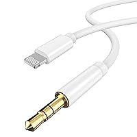 【Apple MFi Certified】Aux Cord for iPhone, 3.3ft Lightning to 3.5mm Aux Stereo Audio Cable Adapter Compatible with iPhone 14 13 12 11 Pro Max XS XR X 8 7 for Car Home Stereo, Speaker, Headphone, White