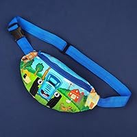 AEVVV Russian Cartoon Blue Tractor Fanny Pack, Adjustable 20-40in Strap, Polyester 8.3x5.1x0.6In