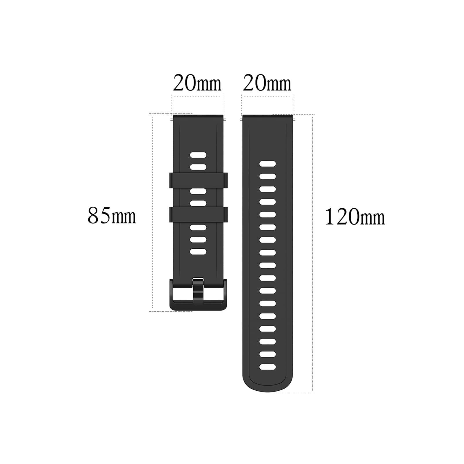 KAPPDE 22 20mm Soft Silicone Strap For 20mm 22mm Universal Replacement Band Watchband