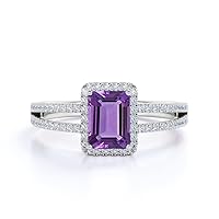 10K 14K 18K Gold 1 Carat Amethyst Diamond Engagement Ring for Women, Amethyst Diamond Gift Ring for Her (I2-I3 Clarity)-5