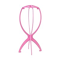 Wig Stand, Short Wig Stand Portable Wig Holder Wig Head Stand, Collapsible Wig Holder for Multiple Wigs, Durable Wig Display Stand Tool Travel Wig Stand (1Pcs Pink)