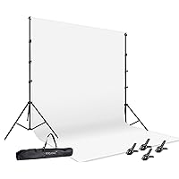Photo Video Studio 12 x10ft 100% Muslin White Backdrop with 10 x 8.5ft Stand Photography Background Support System Kit,Clamp, Carry Bag