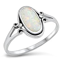 CHOOSE YOUR COLOR Sterling Silver Long Oval Ring