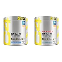 C4 Sport Pre Workout Powder Blue Raspberry for Sport 30 Servings & C4 Ripped Sport Pre Workout Powder Arctic Snow Cone - NSF Certified for Sport + Sugar Free Preworkout Energy Supplement