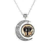 Steampunk PSI Symbol Psychology Moon Necklace Art Charm Jewelry Friend Gift