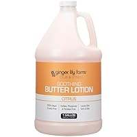 Ginger Lily Farms Club & Fitness Soothing Butter Lotion for Dry Skin, 100% Vegan & Cruelty-Free, Citrus Scent, 1 Gallon (128 fl oz) Refill