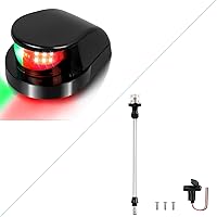 Obcursco Boat Bow Navigation Lights and Telescoping Pole Boat Stern Light with Base, 3NM 360 Degrees All Round Led Anchor Light, 12V Adjustable Boat Navigation Lights for Pontoon, Yacht, Bass boat