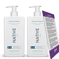 Native 2 in 1 Shampoo and Conditioner - Native Shampoo Conditioner Set - 16.5 Fl oz | 2 Pack - Includes Tips For Stronger, More Vibrant And Beautiful Hair (Sea Salt & Cedar)