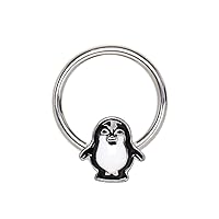 316L Stainless Blue Penguin Snap-in WildKlass Captive Bead Ring/Septum Ring