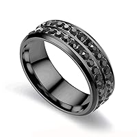 Fashion Titanium Steel Double-Row Drill Ring Micro Magnetic Weight Loss Ring Fat Burning Slimming Finger Ring Slim Tools Slimming Product Black 8