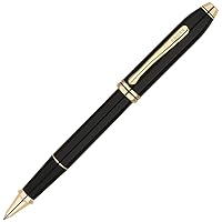 Cross Townsend Refillable Rollerball Pen, 23 Carat Gold-Plated Appointments, Includes Luxury Gift Box - Black Lacquer
