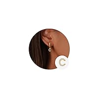 TURANDOSS Initial Earrings for Girls, Teen Girl Gifts 925 Sterling Silver Post Hypoallergenic Small Huggie Hoop Earrings Gold Plated Cubic Zirconia Initial Earrings Jewelry Gifts for Girls Kids
