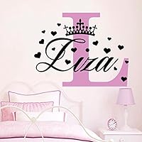 Monogram Custom Name Princess Crown Wall Decal Girls Nursery Baby Room Bedroom Vinyl Sticker Decor