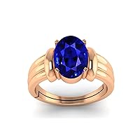 LMDPRAJAPATIS 9.25 Carat Original Blue Sapphire Fine Jewelry Rose Gold Ring For Girl's, Brass, Sapphire