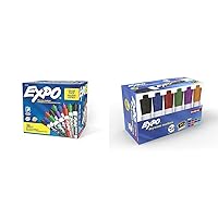 EXPO Chisel Tip Low Odor Dry Erase Markers, Assorted Colors, 36 Count + 12 Count