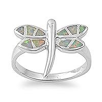 CHOOSE YOUR COLOR Sterling Silver Dragonfly Ring
