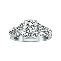 AGS Certified 1 3/4 Carat Diamond Bridal Set in 14K White Gold (H-I Color, I1-I2 Clarity)
