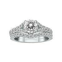 AGS Certified 1 3/4 Carat TW Diamond Bridal Set in 14K White Gold (J-K Color, I2-I3 Clarity)