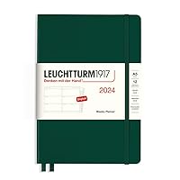 LEUCHTTURM1917 - Weekly Planner 2024 with extra booklet, Medium (A5) Hardcover, Forest Green (Jan 1 - Dec 31, 2024)