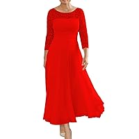 A-Line Mother of The Bride Dress Fashion Wedding Guest Dress Jewel Neck 3/4 Length Sleeve Prom Dress 2024