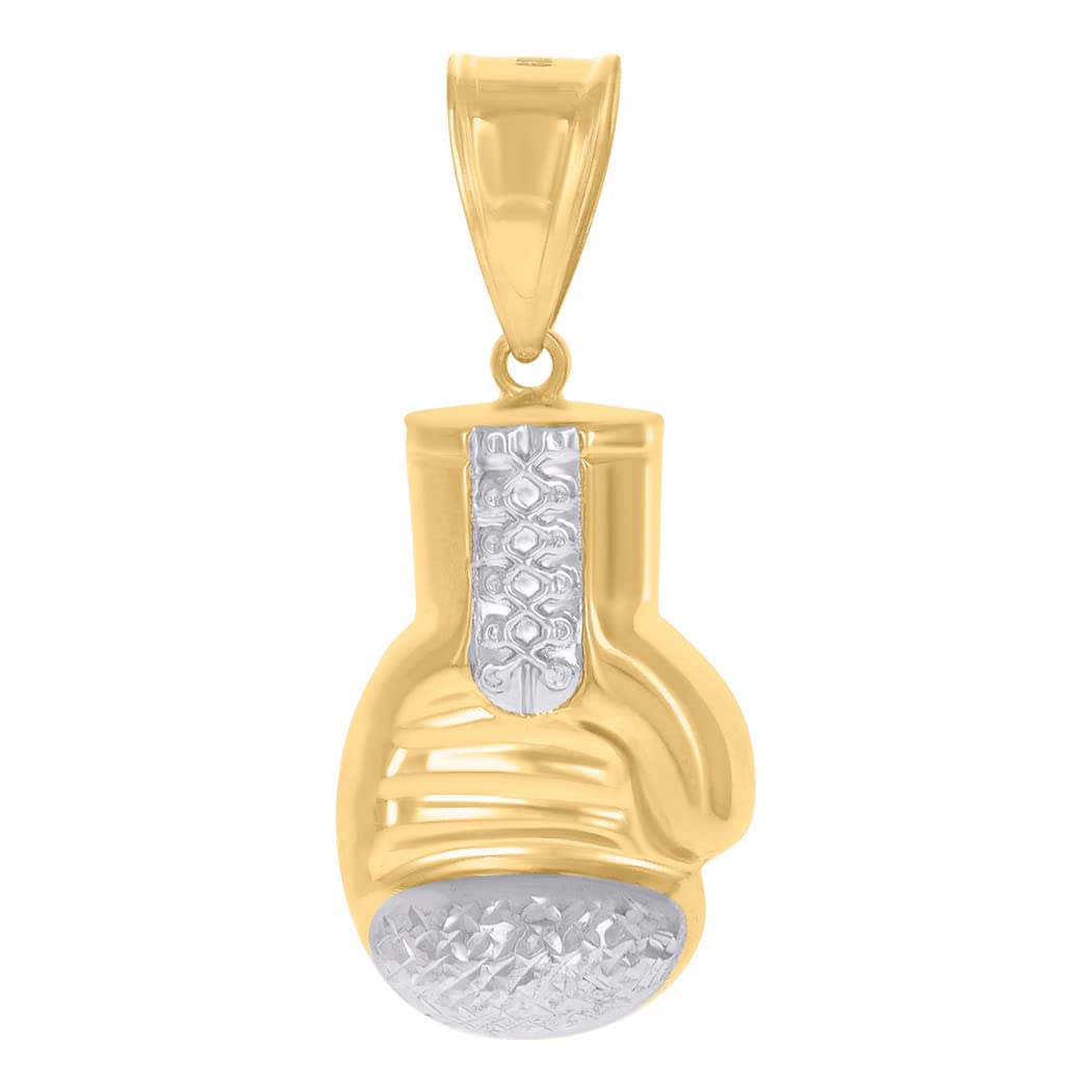14k Two tone Gold Mens Boxing Glove Sports Charm Pendant Necklace Measures 45.7x19.1mm Wide Jewelry Gifts for Men