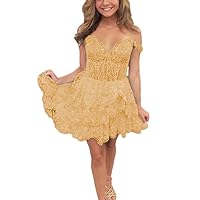 Off Shoulder Laces Homecoming Dresses for Teens 2023 Sparkly Tulle Tiered Corset Short Prom Dresses