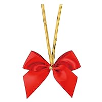 Heads RED-YT3 Wire Ties, 4.7 x 8.1 inches (12 x 20.5 cm), Large, Red, 20 Pieces, Satin Ribbon