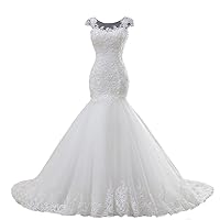 Women Boat Neck Mermaid Wedding Dresses for Bride Strapless Floral Bridal Gowns
