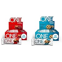 ONE Protein Bars, Peanut Butter Cup, Gluten Free Protein Bar with 20g Protein and only 1g Sugar & Protein Bars, Chocolate Chip Cookie Dough, Gluten Free Protein Bars with 20g Protein
