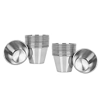 Tezzorio (24 Pack) Stainless Steel Sauce Cups 2.5 oz, Commercial Grade Dipping Sauce Cups, Individual Condiment Cups/Portion Cups/Ramekins