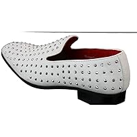 Mens Suede Slip On Loafers Shoes Stud Spikes Silver Smart Casual Shiny Party
