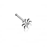 WildKlass Jewelry Cutesy Daisy Flower Sparkle Nose Stud Ring 316L Surgical Steel