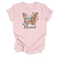 Womens Mother's Day Floral Butterfly Mama Design Ladies Short Sleeve T-Shirt
