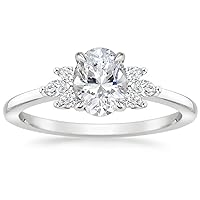 JEWELERYIUM 1 CT Oval Cut Colorless Moissanite Engagement Ring, Wedding/Bridal Ring Set, Halo Style, Solid Sterling Silver Antique Anniversary Bridal Jewelry, Birthday Gift for Her