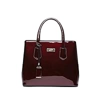 2PCS Bags Patent Leather Handbag Burgundy