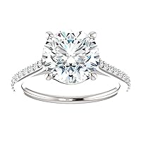 Kiara Gems 3 CT Round Diamond Moissanite Engagement Rings Wedding Ring Eternity Band Solitaire Halo Hidden Prong Silver Jewelry Anniversary Promise Ring