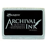 Ranger Archival Ink Pad, Jet Black – Permanent, Waterproof, Acid-Free, Non-Toxic – Won’t Bleed or Smudge – Provides Vivid and Crisp Stamping Results – Air Dry on Matte and Heat Set on Glossy Surfaces