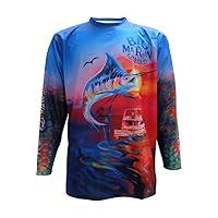 Big Marlin Charters First Mate Azul Men's Long Sleeve Fishing T-Shirt, Blue, S-2XL
