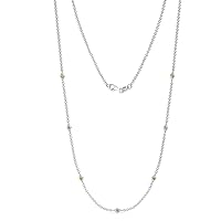 7 Station Peridot & Natural Diamond Cable Petite Necklace 0.20 ctw 14K White Gold